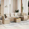 vidaXL Set Divani da Giardino 7 pz con Cuscini Beige in Polyrattan