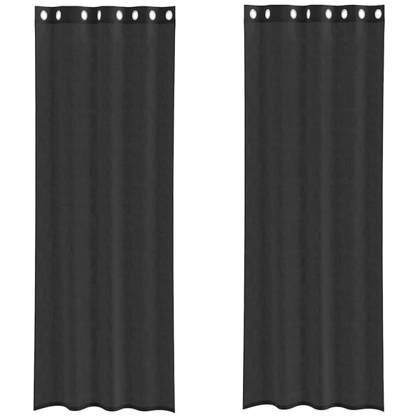 vidaXL Tende in Voile con Occhielli 2 pz Nero 140x260 cm