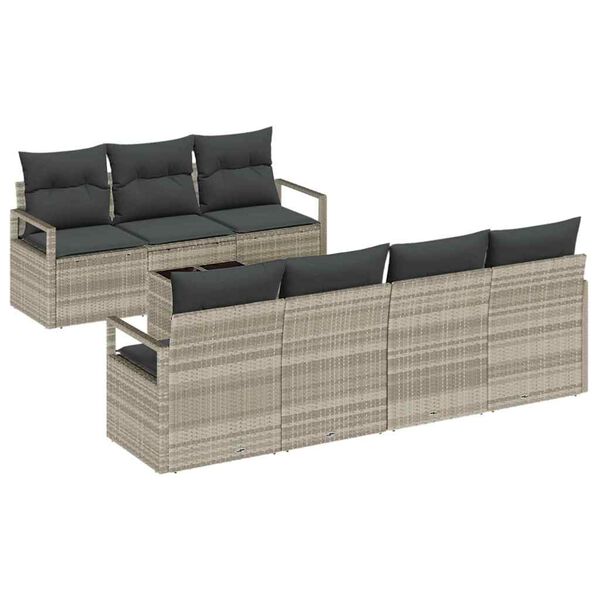 vidaXL Set di divani 8 pcs Grigio chiaro polyrattan
