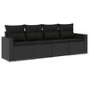 vidaXL Set Divani da Giardino 4 pz con Cuscini Nero in Polyrattan