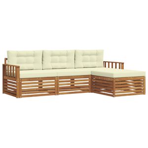 vidaXL Set di divani da esterno Naturale e Crema 249,5 x 162,5 x 73 cm