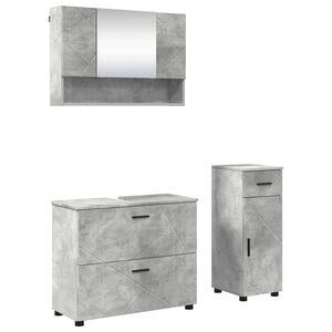 vidaXL Set di mobili per il bagno con cassetto 3 pcs Grigio cemento
