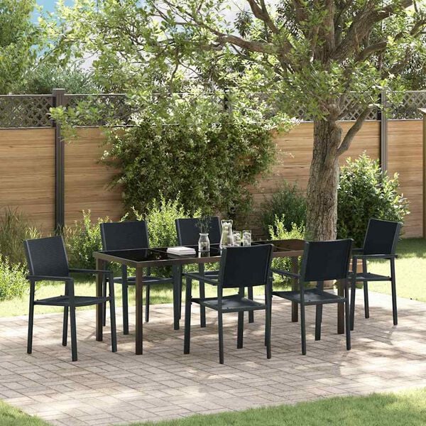 vidaXL Set da Pranzo per Giardino 7 pcs Nero