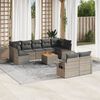 vidaXL Set Divano da Giardino 10 pz con Cuscini Grigio in Polyrattan