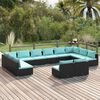 vidaXL Set Divani da Giardino 12 pz con Cuscini in Polyrattan Nero