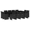 vidaXL Set da Pranzo da Giardino 13pz con Cuscini Nero in Polyrattan