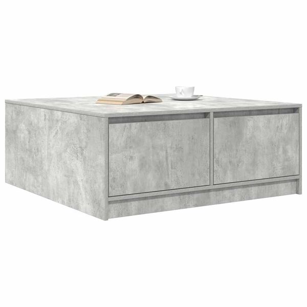 vidaXL Tavolino da Salotto con Cassetti Grigio Cemento 100x100x40 cm