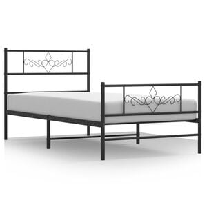 vidaXL Giroletto con Testiera e Pediera Metallo Nero 75x190 cm