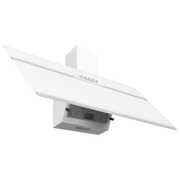 vidaXL Cappa a Parete 90 cm in Acciaio Inox e Vetro Temperato Bianco