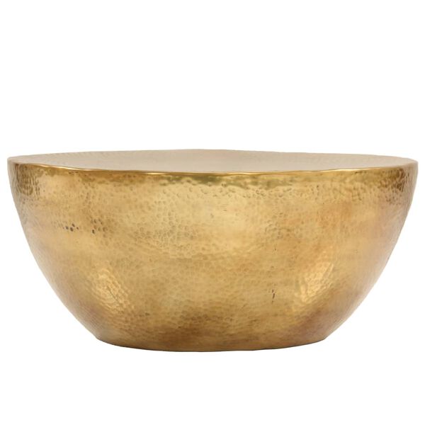 vidaXL Tavolino da Salotto in Alluminio Martellato 70x30 cm Ottone