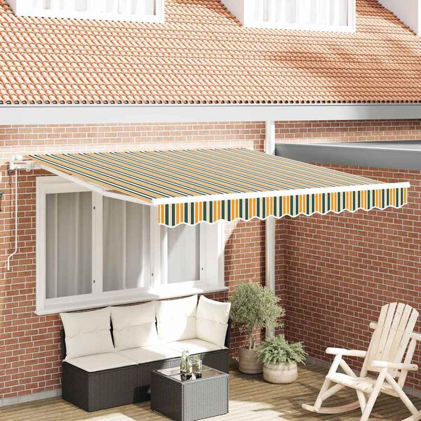 vidaXL Tenda Retrattile Verde e giallo 350 x 250 cm Tessuto