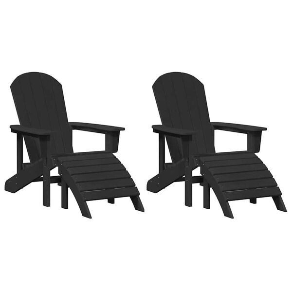 vidaXL Mobili da lounge da giardino 2 pcs Nero 74 x 82 x 90cm Plastica