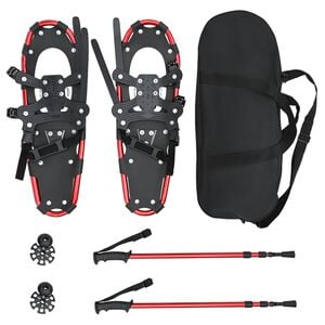 vidaXL Racchette da neve 3 in 1 con bastoni da trekking Rosso e Nero