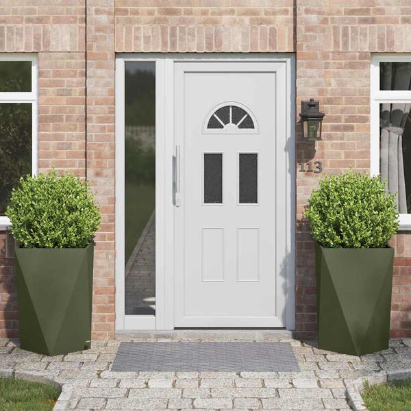 vidaXL Fioriera 2 pcs Verde oliva 50 x 50 x 75 cm Acciaio