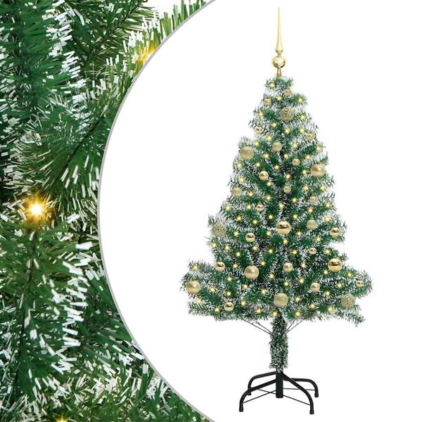 vidaXL Albero di Natale Artificiale Imbiancato con Luci LED 150 cm