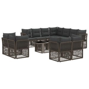 vidaXL Set Divano da Giardino 12 pz Grigio polyrattan