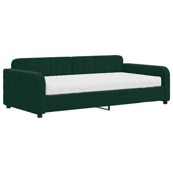 vidaXL Divano Letto con Materasso Verde Scuro 100x200 cm in Velluto