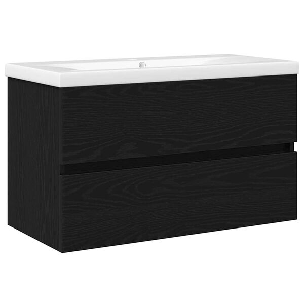 vidaXL Mobile lavabo Rovere nero 80 x 39 x 62 cm Legno multistrato