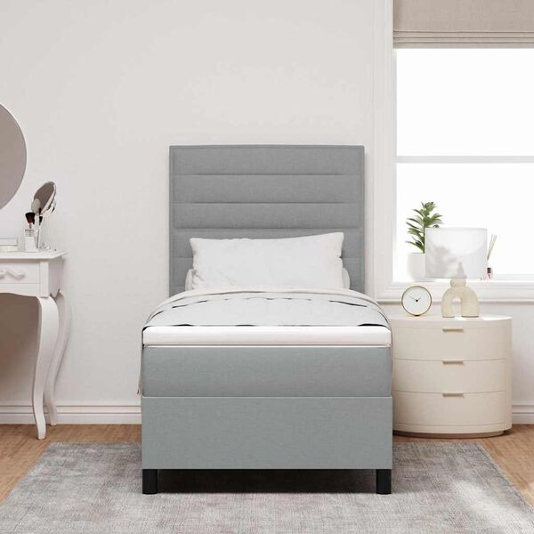 vidaXL Letto a molle con materasso Grigio chiaro 90 x 190 cm Tessuto