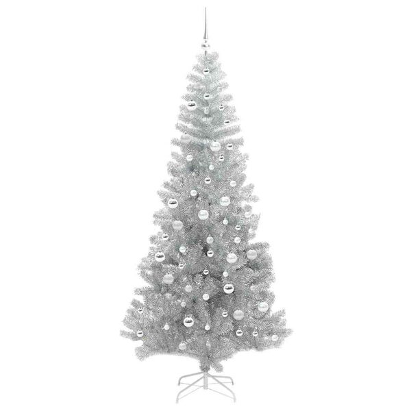 vidaXL Albero di Natale con 300 LED con supporto Argento 210 cm PET