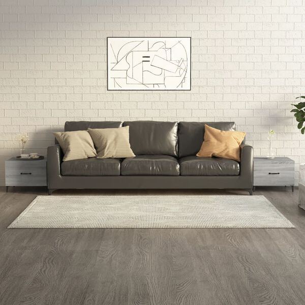 vidaXL Tavolini Salotto Gambe in Metallo 2pz Grigio Sonoma 50x50x40 cm
