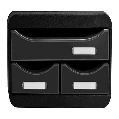 Exacompta Set Cassetti Scrivania Smal-Box Black con 3 Cassetti Lucido