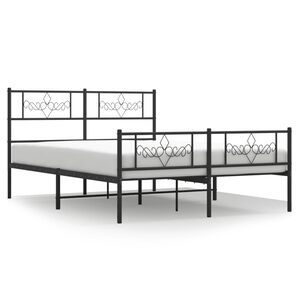 vidaXL Giroletto senza Materaso con Pediera in Metallo Nero 160x200 cm