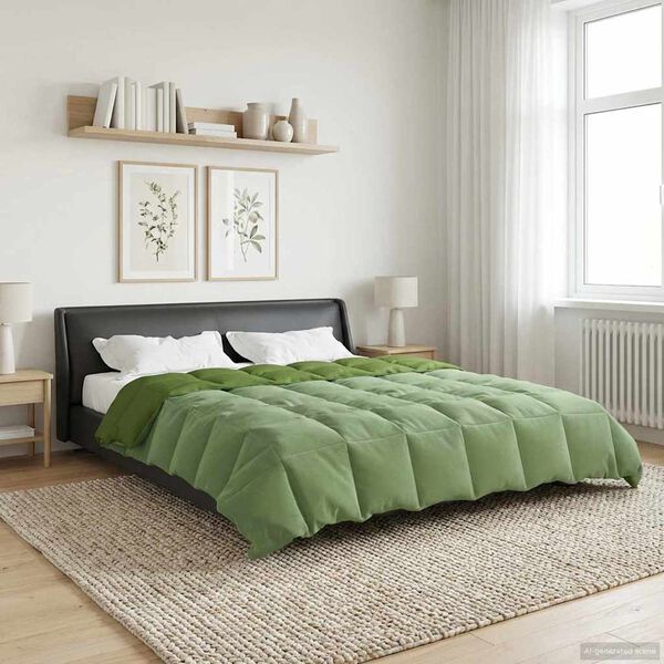 vidaXL Duvet Invernale Trapuntato Verde 200 x 200 cm Microfibra