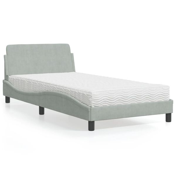 vidaXL Letto con Materasso Dover Grigio Chiaro 100x200 cm in Velluto