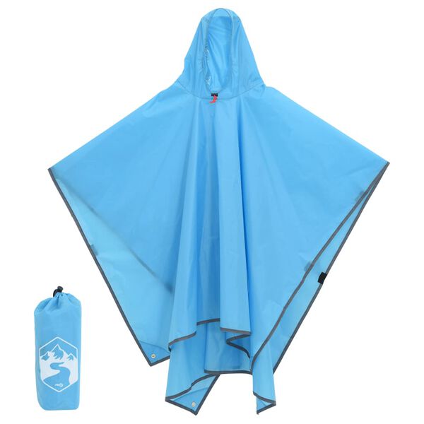 vidaXL Poncho Antipioggia con Cappuccio Design 2 in 1 Blu 223x145 cm