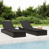 vidaXL Lettino 1 pz con Cuscino Nero 201x55x62 cm in Polyrattan