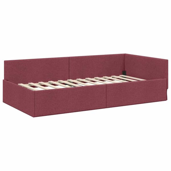 vidaXL Cornice del letto ad angolo Rosso Vino 80 cm x 200 cm Velluto