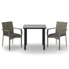 vidaXL Set Salotto Giardino 3 pz con Cuscini Nero e Grigio Polyrattan