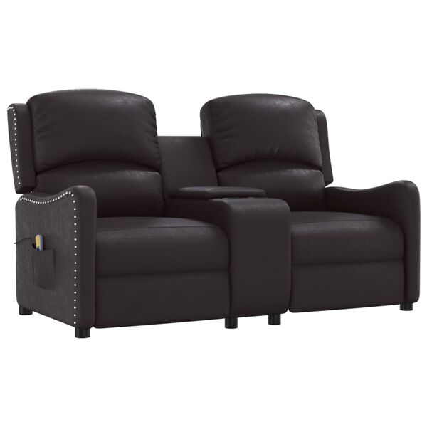 vidaXL Poltrona Massaggiante 2 Posti e Portabicchieri Nera Similpelle