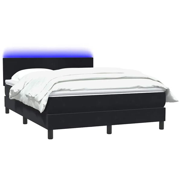 vidaXL Letto a Molle con Materasso e LED Nero 160x220 cm in Velluto