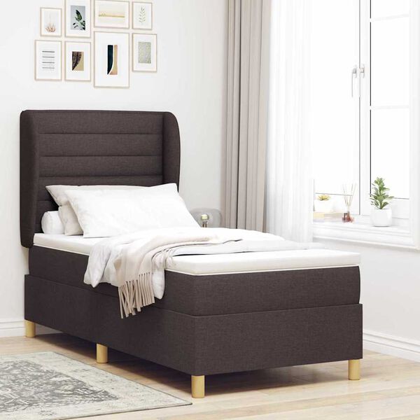 vidaXL Letto con molle e materasso Grigio Scuro 90x190 cm Tessuto