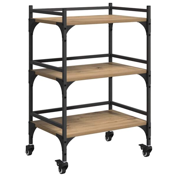 vidaXL Carrello da Cucina Rovere artigianale 50 x 35 x 75.5 cm