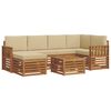 vidaXL Set divano sezionale con cuscino 7 pcs Naturale e Beige