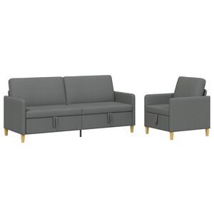 vidaXL Set di Divani con Storage 2 pz Grigio Scuro Poliestere