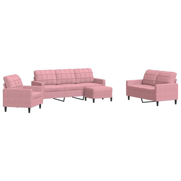 vidaXL Set di Divani 4 pz con Cuscini rosa in Velluto