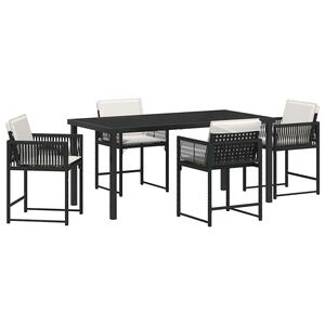 vidaXL Set da Pranzo per Giardino 5 pcs Nero polyrattan