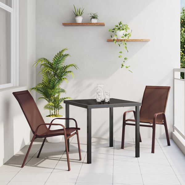 vidaXL Set da Pranzo per Giardino 3 pcs Marrone e Nero