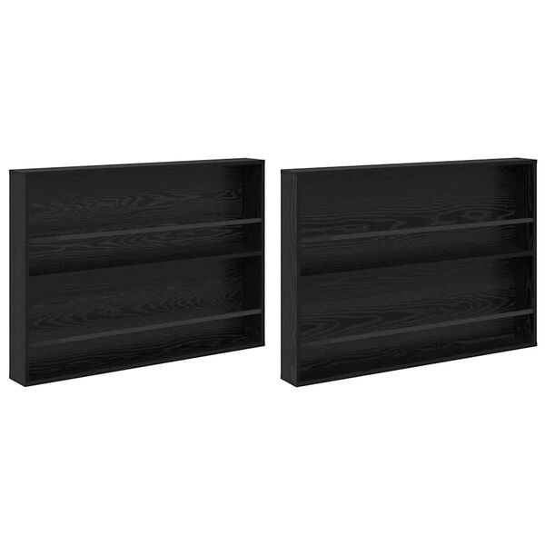 vidaXL Scaffale per riviste 2 pcs Rovere Nero 100 x 12 x 70 cm