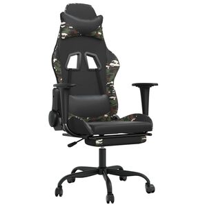 vidaXL Sedia da Gaming con Poggiapiedi Nero e Mimetico in Similpelle