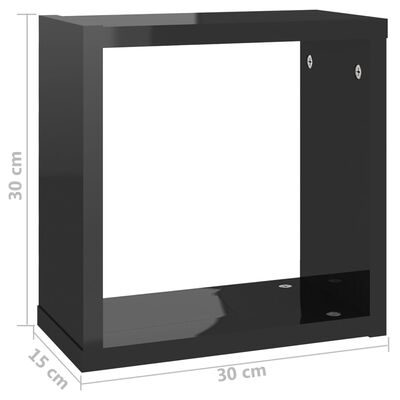 vidaXL Mensole Parete a Cubo 6 pz Nero Lucido 30x15x30 cm