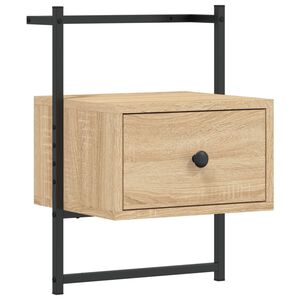 vidaXL Comodino a Muro Rovere Sonoma 35x30x51 cm Legno Multistrato