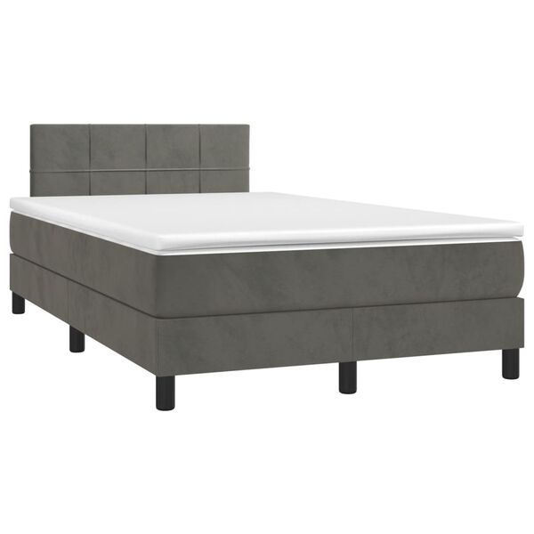 vidaXL Letto a Molle con Materasso e LED Grigio Scuro 120x200 cm