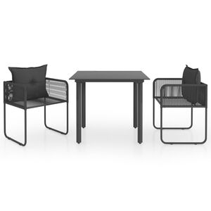 vidaXL Set da Pranzo da Giardino 3 pz in Rattan PVC Nero