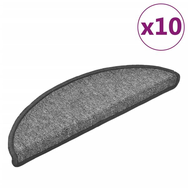 vidaXL Tappetini per scale 10 pz 56x17x3 cm Grigio scuro Semicircolari