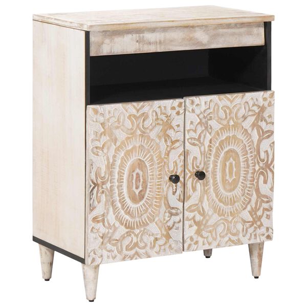 vidaXL Credenza Bianco 60 x 33,5 x 75 cm Legno di mango massello